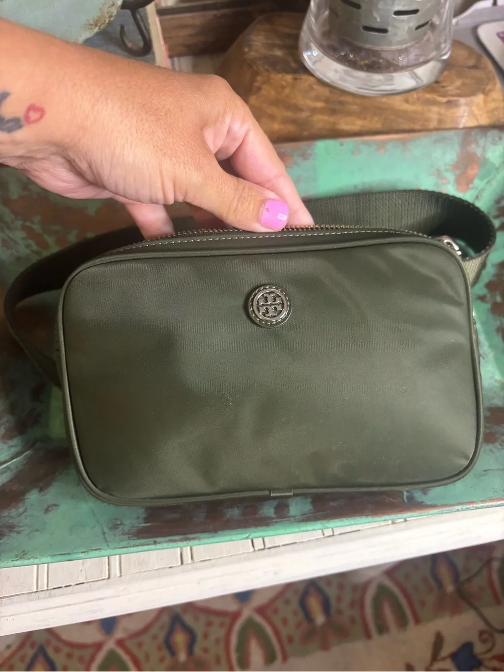 Tory Burch Olive Green Nylon Crossbody Belt Bag